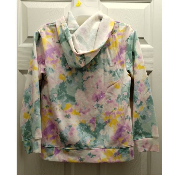 Cat & Jack Girls Size XL (14) Multicolor Pastel Tie Dye Hooded Zip-Up Jacket NWT - Picture 2 of 7